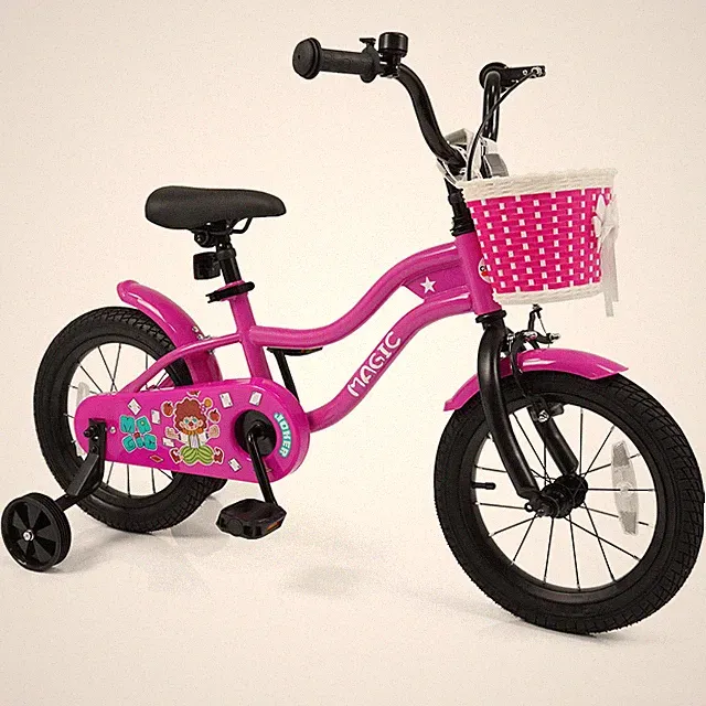 14” Kids Bike w/Training Wheels, Basket, Hand & Coaster Brakes, Adjustable Seat