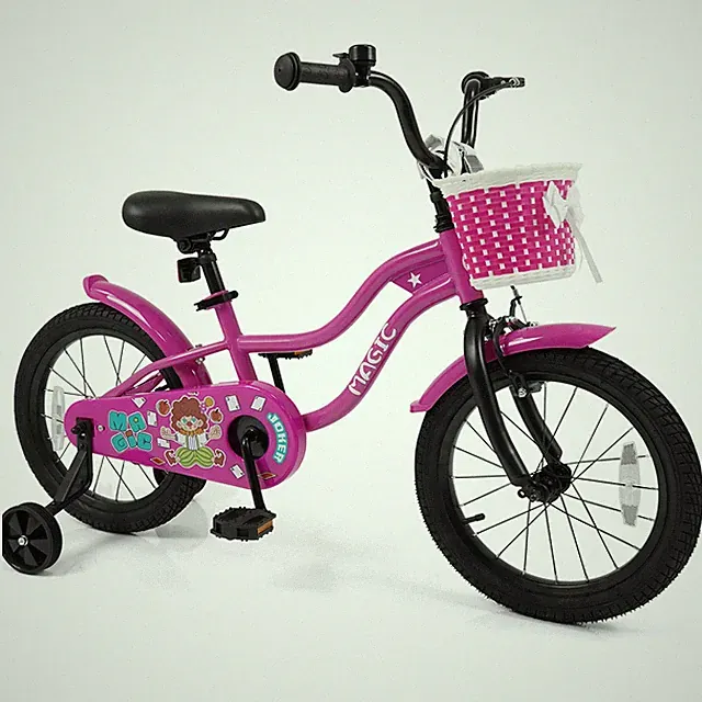 16” Kids Bike w/Training Wheels, Basket, Hand & Coaster Brakes, Adjustable Seat