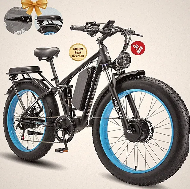 38MPH KETELES 52V/26Ah 26" 6000W Peak Dual Motor Full Suspension Electric Bike