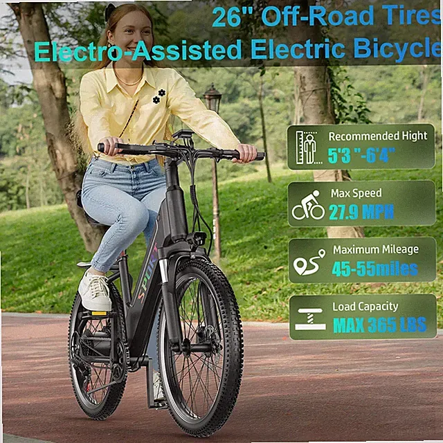 Adult Electric Bike - 749W Motor, 48V 10.4AH Battery, 27.9MPH & Up to 55 Miles R
