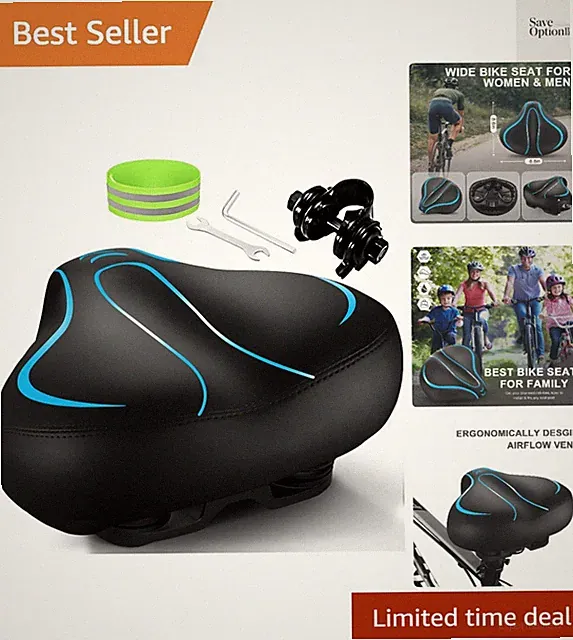Bicycle Seat, Wide Bike Seat for Men Women, Comfortable Memory Foam Sweatproo...